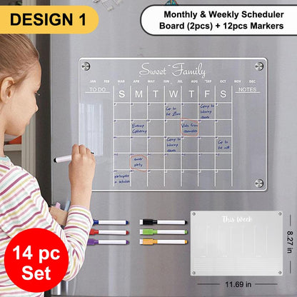 Magnetic Calendar Schedule Board for Monthly and Weekly Planning